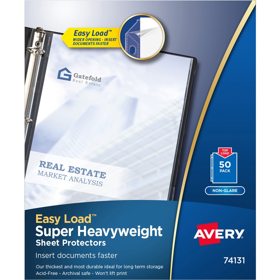 Avery® Super-Heavyweight Sheet Protectors - 10 x Sheet Capacity - For  Letter 8 1/2 x 11 Sheet - 3 x Holes - Ring Binder - Top Loading - Clear -  Polypropylene - 50 / Box